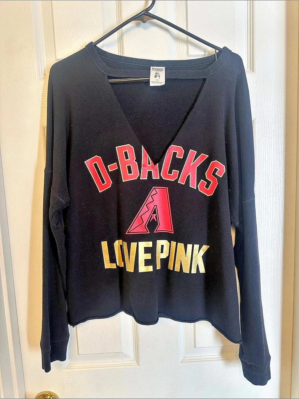 PINK Arizona Diamondbacks Live Pink Long Sleeve Graphic Top Black Large Like New